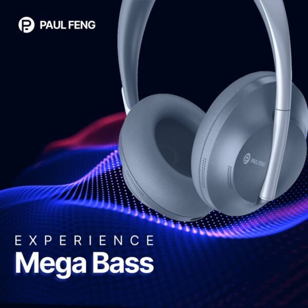 Paul Feng Mega Wireless Headphone | Foldable Bluetooth 5.0 Headset with AUX, Memory Card Support & 40mm Drivers - Image 3