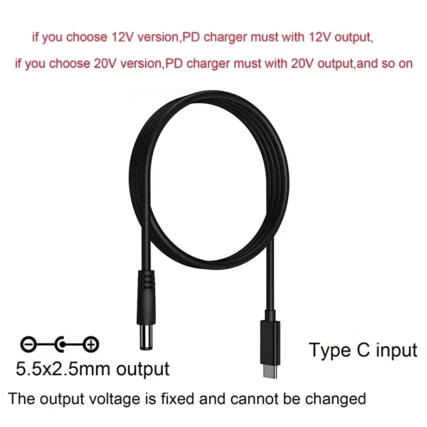 DC To Type C USB PD 9V 12V 15V 20V 5.5x2.1mm 2.5 Power Supply Cable For Wireless Router Laptop LED Strip Speaker CCTV Camera - Image 7