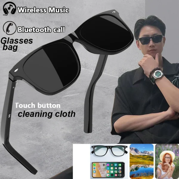 Camera Smart Glasses Bluetooth Call Voice Assistant Listen Music Glasses Smart Sports Polarized Sunglasses Anti-Blue Eyeglasses