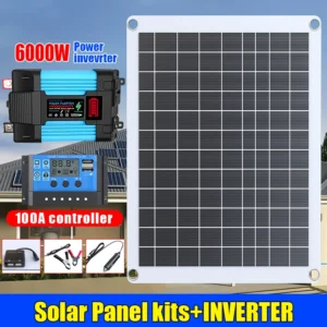 6000W Solar Inverter Complete Power Generation System with 600W Solar Panel 110V/220V Output Mobile Outdoor Household Power