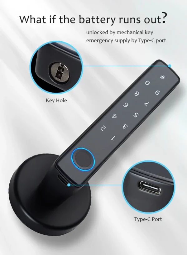 Tuya Smart Fingerprint Door Lock knob Bluetooth Wireless Digital Door Lock Keyless Entry Door Lock Home Security Remote Lock - Image 4