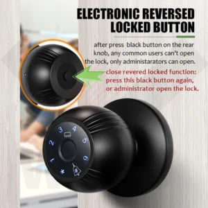 WAFU TUYA Smart Door Knob Lock Biometric Fingerprint Digital RFID Electronic Round Door Lock Keyless Entry Indoor Security Lock