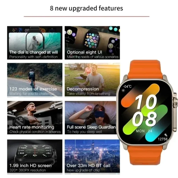 Smart Watch 2025 T800 Ultra 2 Compass Waterproof Men 49mm Series 8 For Apple Watch IWO Ultra 2 Smart watch - Image 5