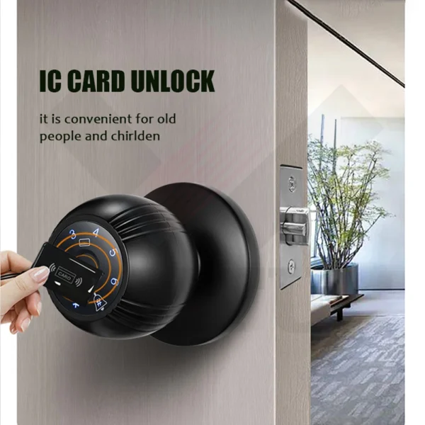 WAFU TUYA Smart Door Knob Lock Biometric Fingerprint Digital RFID Electronic Round Door Lock Keyless Entry Indoor Security Lock - Image 4