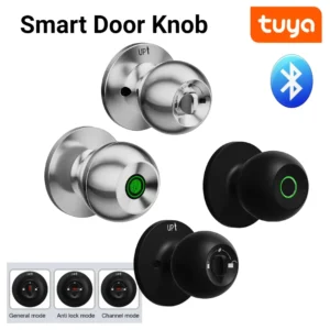 Smart Door Knob Keyless Entry Door Lock Rechargeable Electronic Door Lock with Keys TUYA App Control for Bedrooms Cloakroom