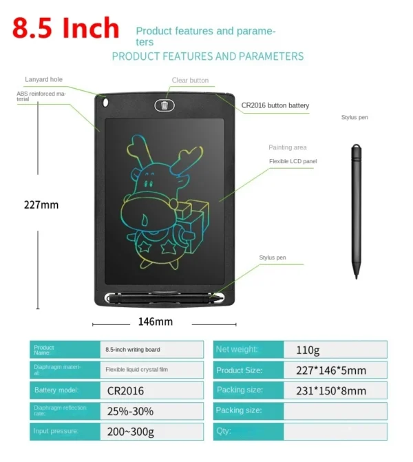 6.5Inch 8.5 inch LCD Drawing Tablet For Children's Toys Painting Tools Electronics Writing Board Boy Kids Educational Toys Gifts - Image 3