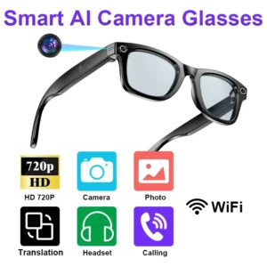 LIGE New Smart AI Camera Glasses Photo Recognition Voice Recording Wireless Bluetooth Call Sports Waterproof Anti-UV Sunglasses