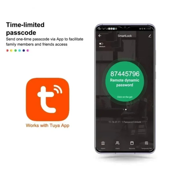 Tuya Smart Life APP Remote Control Lock, Smart Door Fingerprint Password Lock, Keyless Entry, Security Handle Fingerprint Hang - Image 3