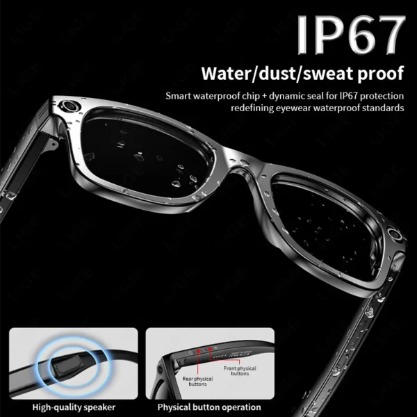 LIGE New Smart AI Camera Glasses Photo Recognition Voice Recording Wireless Bluetooth Call Sports Waterproof Anti-UV Sunglasses - Image 6