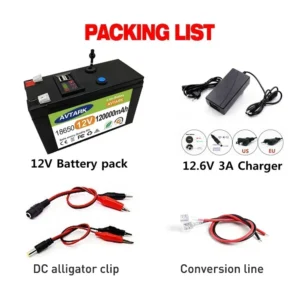 2025 Upgraded LiFePO4 Lithium Battery 12V 120Ah Portable Rechargeable Battery Built-in 5V 2.1A Usb Power Display Port Charging