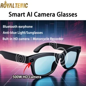Intelligent Video Glasses Smart Voice Photo Video Recording Motorcycle Recorder Anti-blueLight/Sunglasses Goggles 500W HD Camera