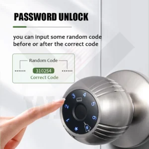 WAFU TUYA Smart Door Knob Lock Biometric Fingerprint Digital RFID Electronic Round Door Lock Keyless Entry Indoor Security Lock