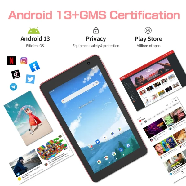 PRITOM 8 Inch Tablet Android 13, 8GB(4+4 Expand) RAM 64GB ROM,1TB Expand,1280x800 IPS Screen 5000MAH Battery,Dual Camera, WiFi - Image 3