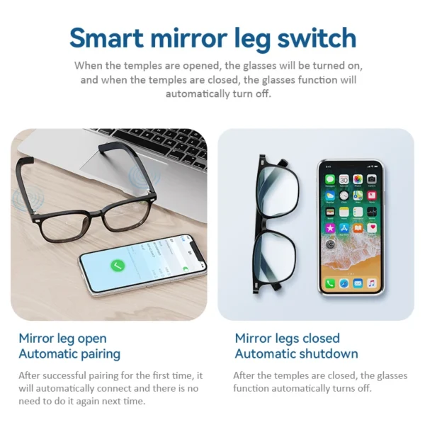 Camera Smart Glasses Bluetooth Call Voice Assistant Listen Music Glasses Smart Sports Polarized Sunglasses Anti-Blue Eyeglasses - Image 5
