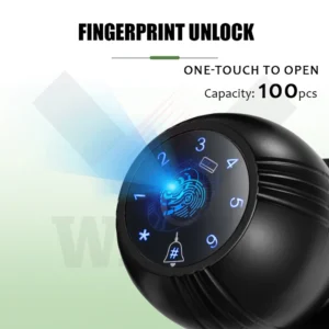 WAFU TUYA Smart Door Knob Lock Biometric Fingerprint Digital RFID Electronic Round Door Lock Keyless Entry Indoor Security Lock