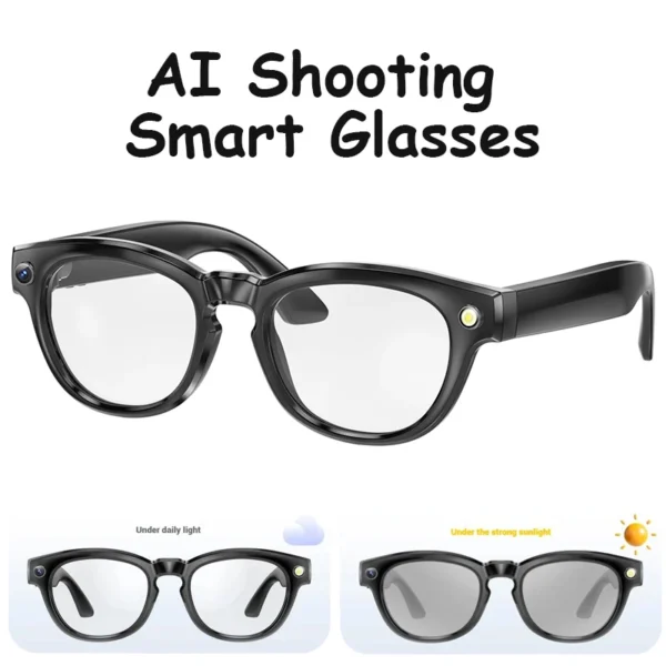 2025 New Camera Smart Glasses AI Voice Wireless Audio Portable Video Recording Light-sensitive Color Change Polarized Sunglasses