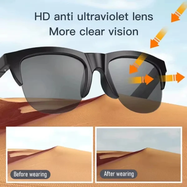 Smart Bluetooth Sunglasses Glasses Call Outdoor Sports Headphones HIFI Black Technology Anti-touch UV For Men And Women - Image 3