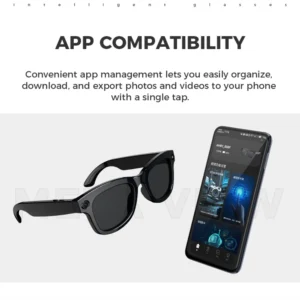 Intelligent Video Glasses Smart Voice Photo Video Recording Motorcycle Recorder Anti-blueLight/Sunglasses Goggles 500W HD Camera