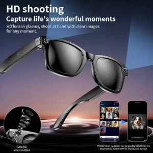 LIGE Camera Smart Music Glasses Make Receive Call Bluetooth Headset Recording Photo Recognition Anti Blue Light UV Sunglasses