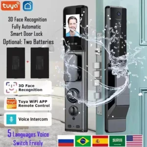 Tuya APP Facial Fingerprint Password With Camera Smart Door Lock Remote Voice Intercom Electronic Door Lock Fully Automatic