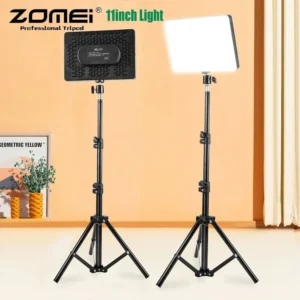 ZOMEI 11 Inch Dimmable LED Video Fill Light Lamp Key Lighting Panel with 110cm Tripod Stand 39cm Extension tube for Photography
