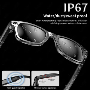 LIGE Camera Smart Music Glasses Make Receive Call Bluetooth Headset Recording Photo Recognition Anti Blue Light UV Sunglasses