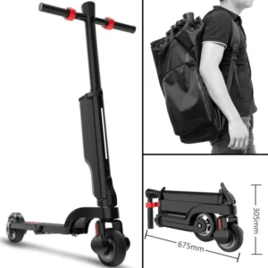 X6 Foldable Electric Scooter, Li-Ion Battery IP54 Waterproof, 5.5 Inch Tires, 15km Range, for Adults with Backpack, LED Lights