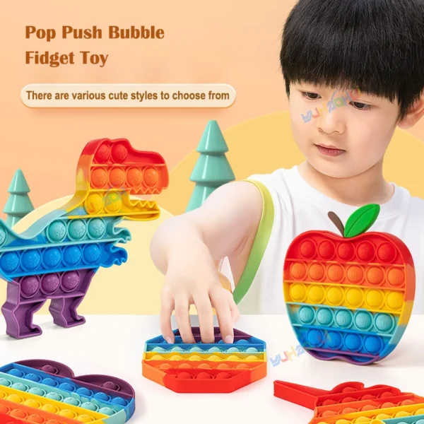 Rainbow Pop Push Bubblle Fidget Anti Stress Relief Toys for Adult Children Special Needs Sensory Toys Interactive Toys for Kids - Image 2