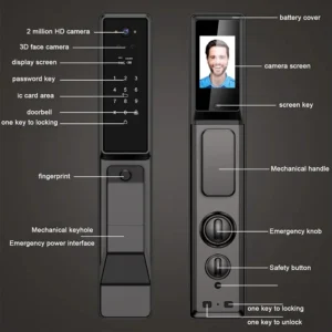 Tuya APP Facial Fingerprint Password With Camera Smart Door Lock Remote Voice Intercom Electronic Door Lock Fully Automatic