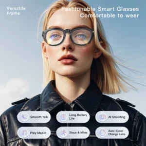 2025 New Camera Smart Glasses AI Voice Wireless Audio Portable Video Recording Light-sensitive Color Change Polarized Sunglasses
