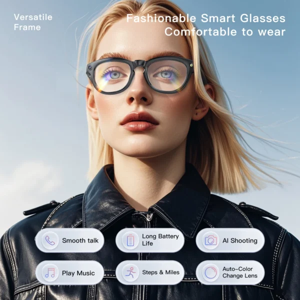 2025 New Camera Smart Glasses AI Voice Wireless Audio Portable Video Recording Light-sensitive Color Change Polarized Sunglasses - Image 3