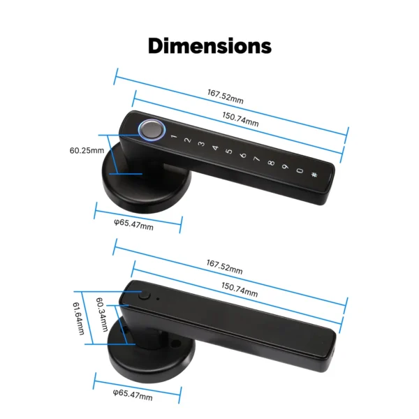 MOES Tuya Bluetooth Smart Fingerprint Door Handle Lock Electronic Password APP Remote Unlock Hotel Apartment Office Rental House - Image 6