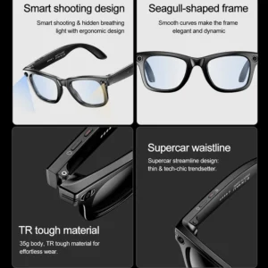 LIGE AI Smart Glasses with Camera Sunglasses Mini Camera Video Recorder Wireless Bluetooth Call Anti-blue Glasses for Man Women