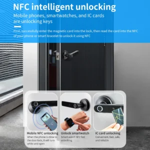 Q50 Waterproof Tuya Smart Fingerprint Door Lock knob Bluetooth RFID Card Digital Door Lock Keyless Entry Door Lock Remote Lock