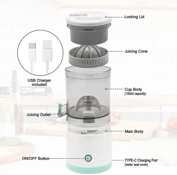 Portable Electric Juicer Orange Juice Squeezer Citrus Lemon Fruit Blender Machines USB Charging Automatic Fresh Squeezing Mixer - Image 4
