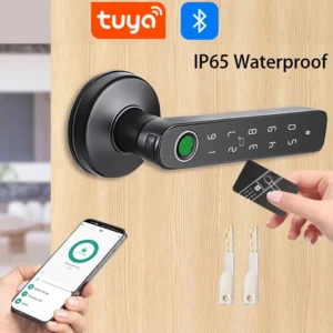 Q50 Waterproof Tuya Smart Fingerprint Door Lock knob Bluetooth RFID Card Digital Door Lock Keyless Entry Door Lock Remote Lock