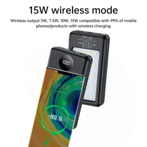 6*18650 20000mAh Power Bank Case 22.5W Fast Charging 15W Wireless Charging Mobile Power Bank Housing Battery Holder For Phone